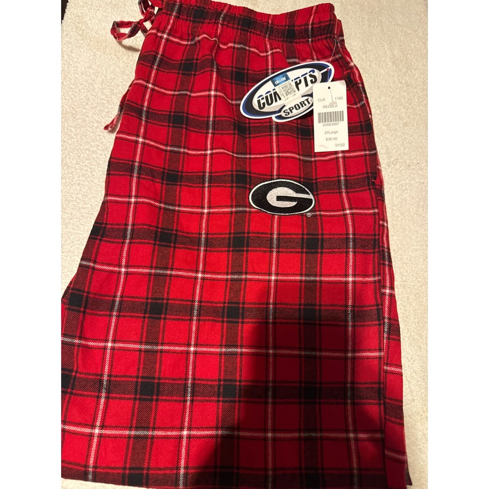 Concepts Sport Georgia Bulldogs Red Black Plaid Pajama Pants Size 2XL NWT NCAA